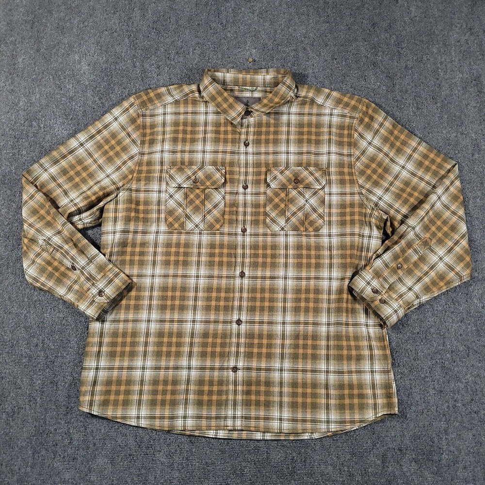 Royal Robbins Shirt Mens 2XL XXL Brown‎ Button Up Standard Fit Outdoor Plaid